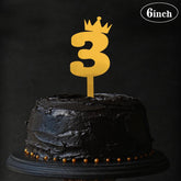 PartyCorp Gold Acrylic Number Three Digit 6 Inch Cake Topper, 1 Piece
